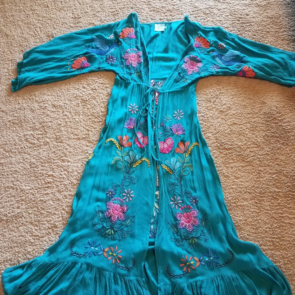 Boho, embroidered duster/beach cover up